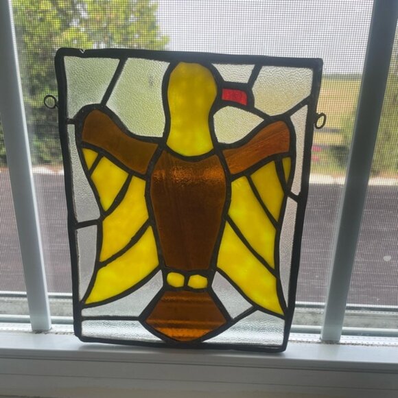 Stained Glass Bird Window Hanging Dove Eagle 8.5” x 6.5” Sun Catcher - Picture 1 of 4